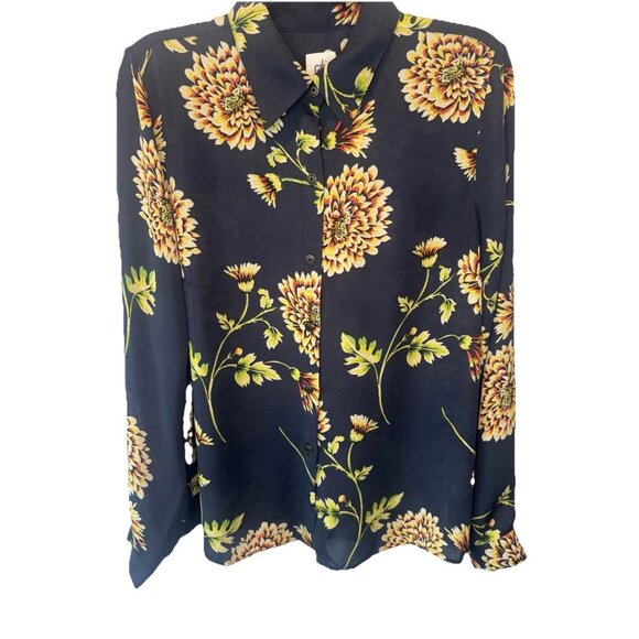 Cabi Daisy Floral Sheer Button Down Top Medium Boho Indie Peasant Festival - Picture 3 of 10